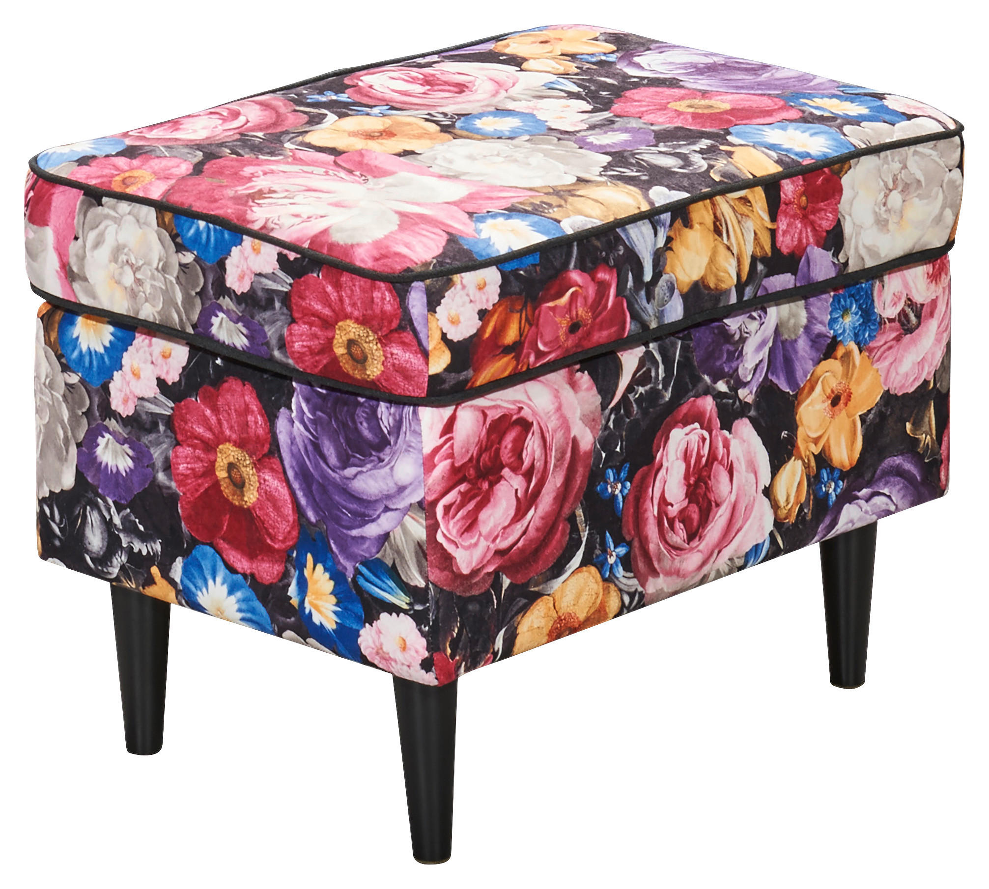 HOCKER in Textil Multicolor  - Multicolor/Schwarz, KONVENTIONELL, Holz/Textil (63/43/42cm) - MID.YOU