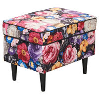 HOCKER Mikrovelours Multicolor  - Multicolor/Schwarz, KONVENTIONELL, Holz/Textil (63/43/42cm) - MID.YOU