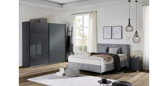 BOXSPRINGBETT 160/200 cm  in Grau  - Schwarz/Grau, Design, Kunststoff/Textil (160/200cm) - Hom`in