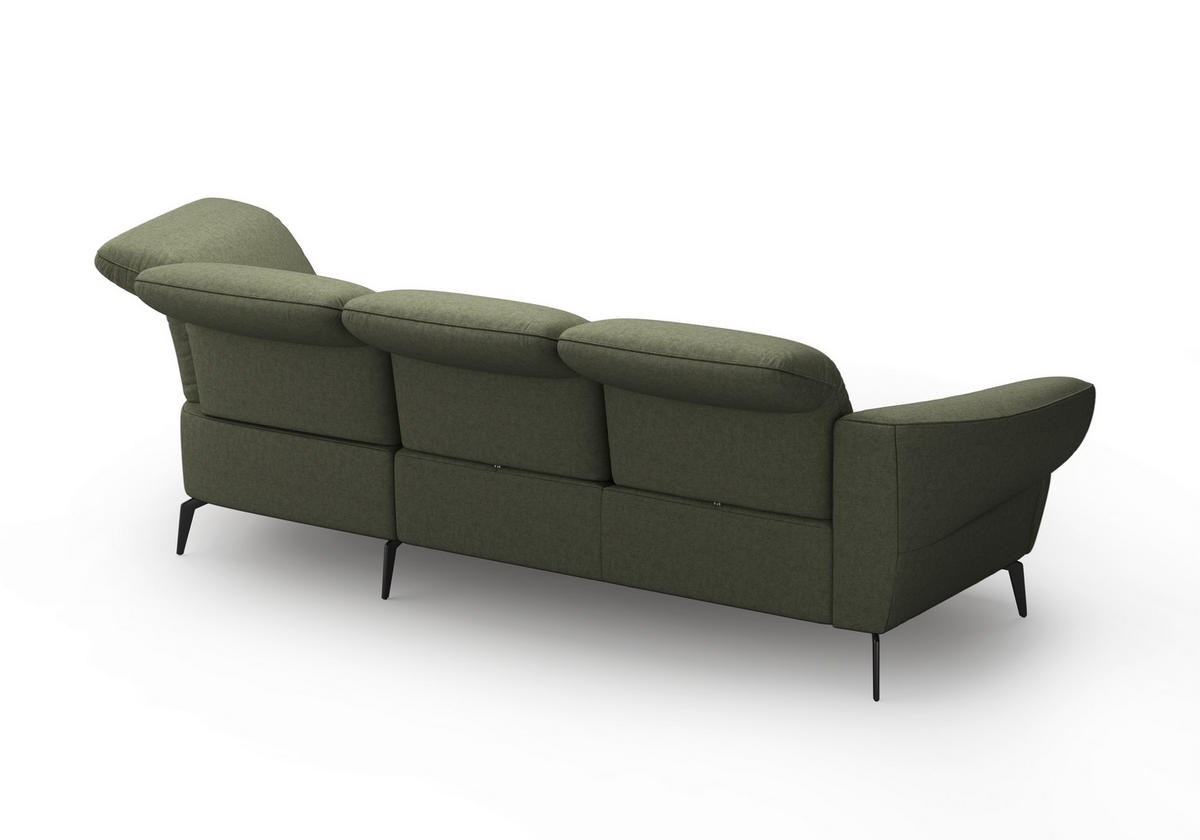 ECKSOFA DANCE E Olivgrün Flachgewebe  - Schwarz/Olivgrün, MODERN, Textil/Metall (313/208cm) - Sit & More