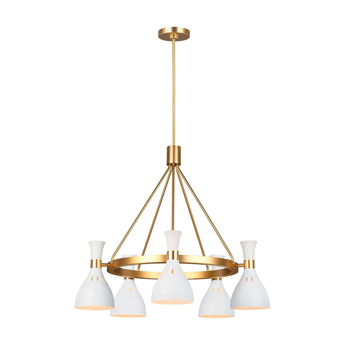 KRONLEUCHTER 81.3/89.3  cm   - Messingfarben/Weiß, KONVENTIONELL, Metall (81.3/89.3 cm) - Elstead Lighting