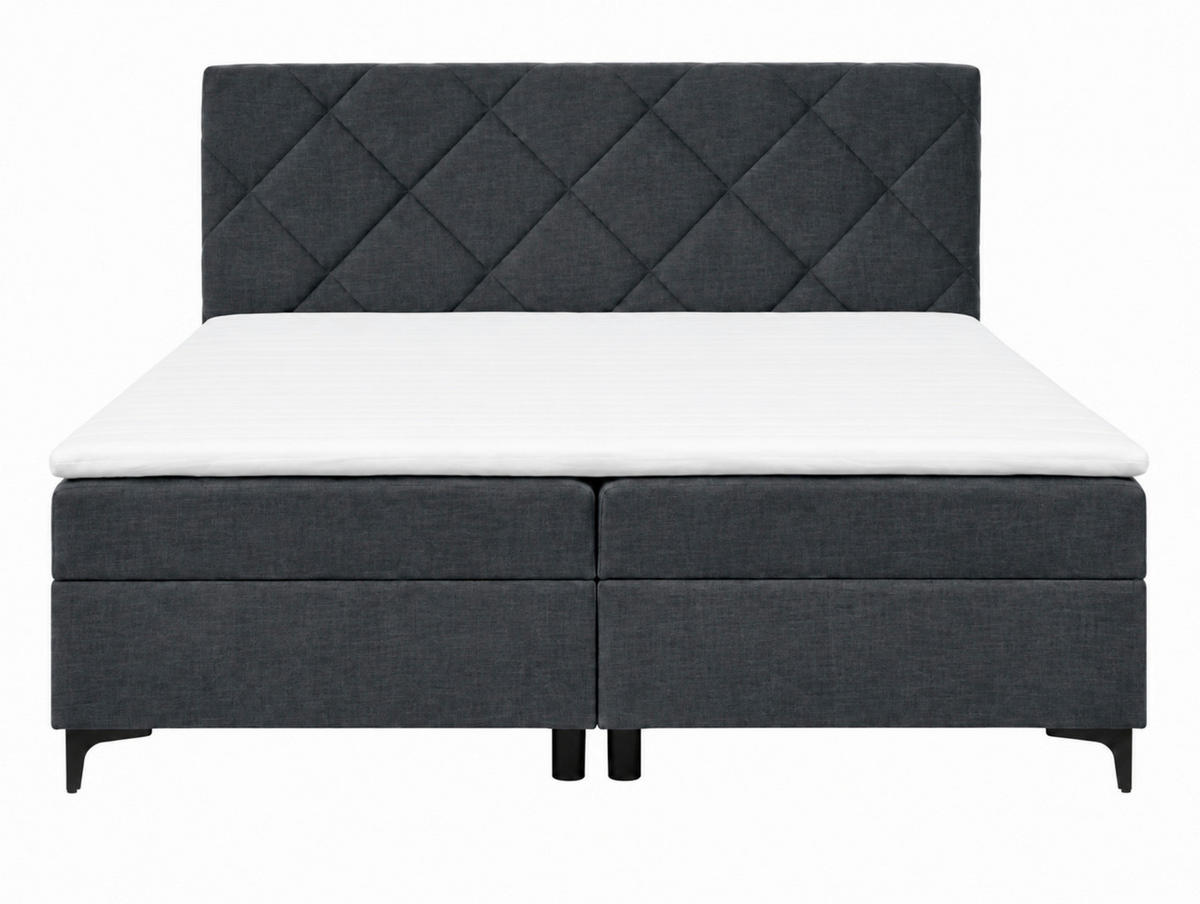 BOXBETT 160/200 cm,  in Anthrazit, Bettkasten, Topper, H3 + H3 = fest  - Anthrazit/Schwarz, MODERN, Holz/Textil (160/200cm) - MID.YOU