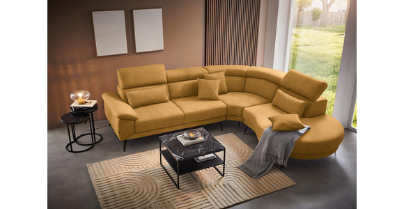 ECKSOFA in Velours Currygelb  - Currygelb/Schwarz, Design, Textil/Metall (299/264cm) - Novel