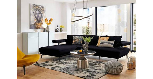 ECKSOFA in Mikrofaser Schwarz 224/305 cm - Schwarz, Design, Textil/Metall (224/305cm) - Dieter Knoll