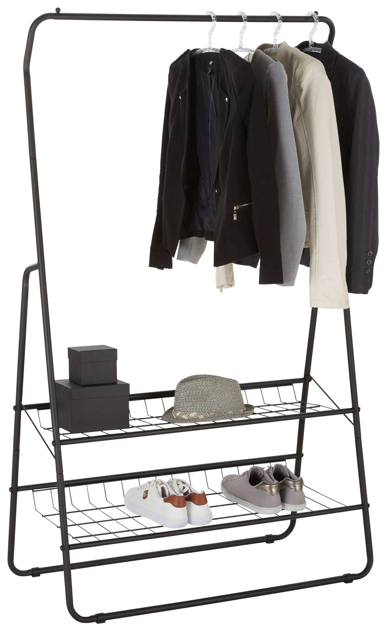 GARDEROBENSTÄNDER in Schwarz 93/159/47 cm   - Schwarz, Trend, Metall (93/159/47cm) - Carryhome