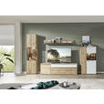 LOWBOARD  in 182/54/50 cm  - Eichefarben/Silberfarben, Design, Glas/Holz (182/54/50cm) - Waldwelt