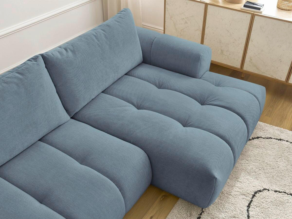 ECKSCHLAFSOFA FUJI Leinenoptik Hellblau  inkl.  - Schwarz/Hellblau, MODERN, Kunststoff/Textil (292/160cm)
