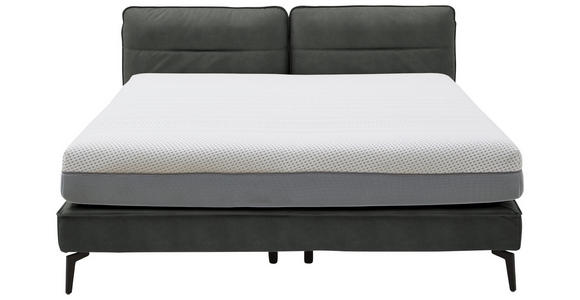 BOXSPRINGBETT 180/200 cm in Dunkelgrau - Dunkelgrau/Schwarz, Design, Textil/Metall (180/200cm) - Johann Jakob