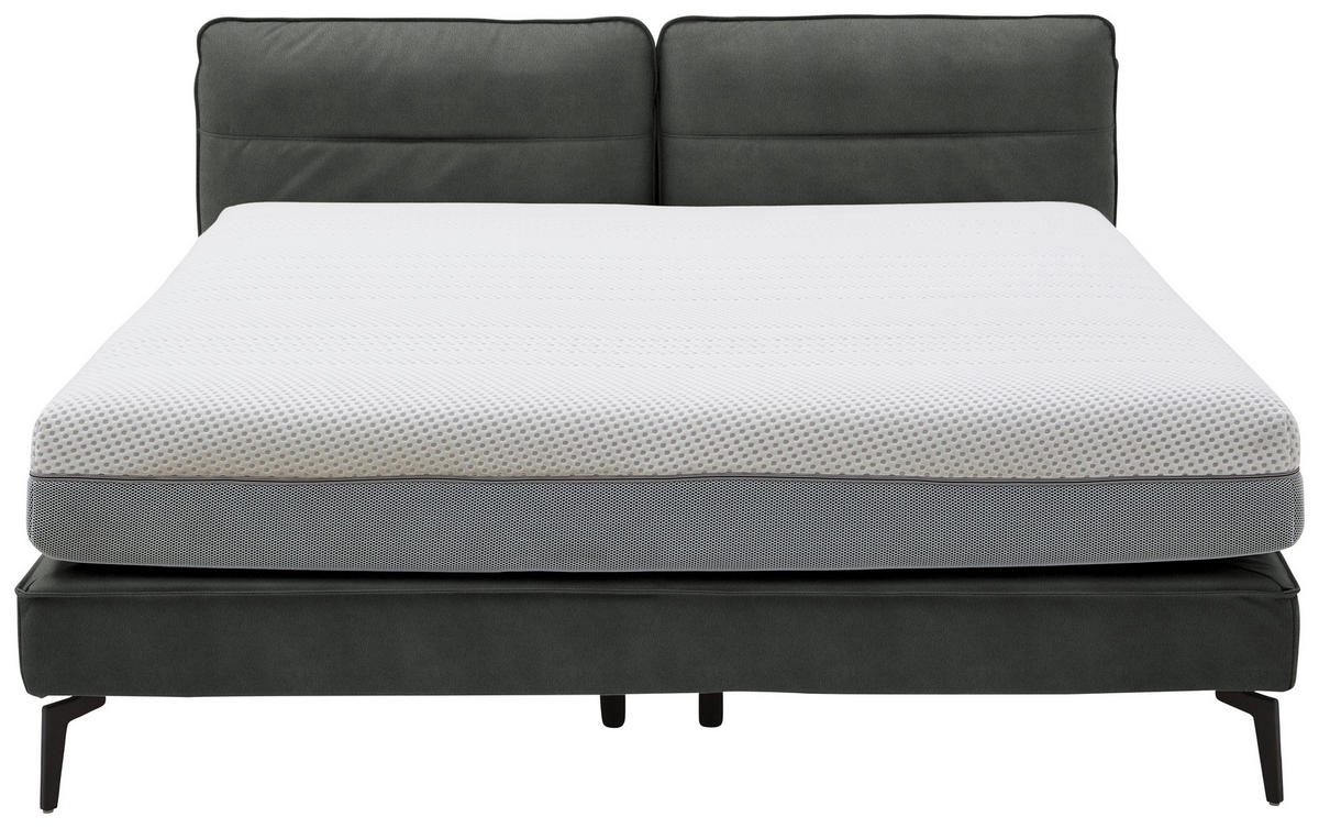 BOXSPRINGBETT 180/200 cm  in Dunkelgrau  - Dunkelgrau/Schwarz, Design, Textil/Metall (180/200cm) - Johann Jakob