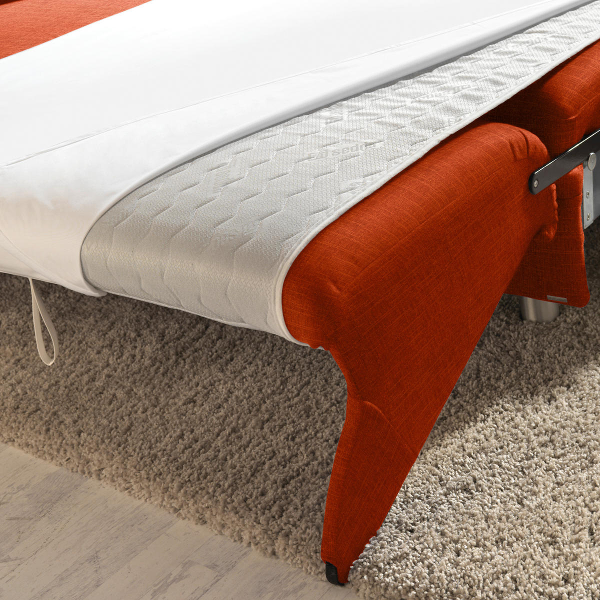 ECKSOFA in Chenille Orange  208/227 cm  - Alufarben/Orange, KONVENTIONELL, Textil/Metall (208/227cm) - Sedda
