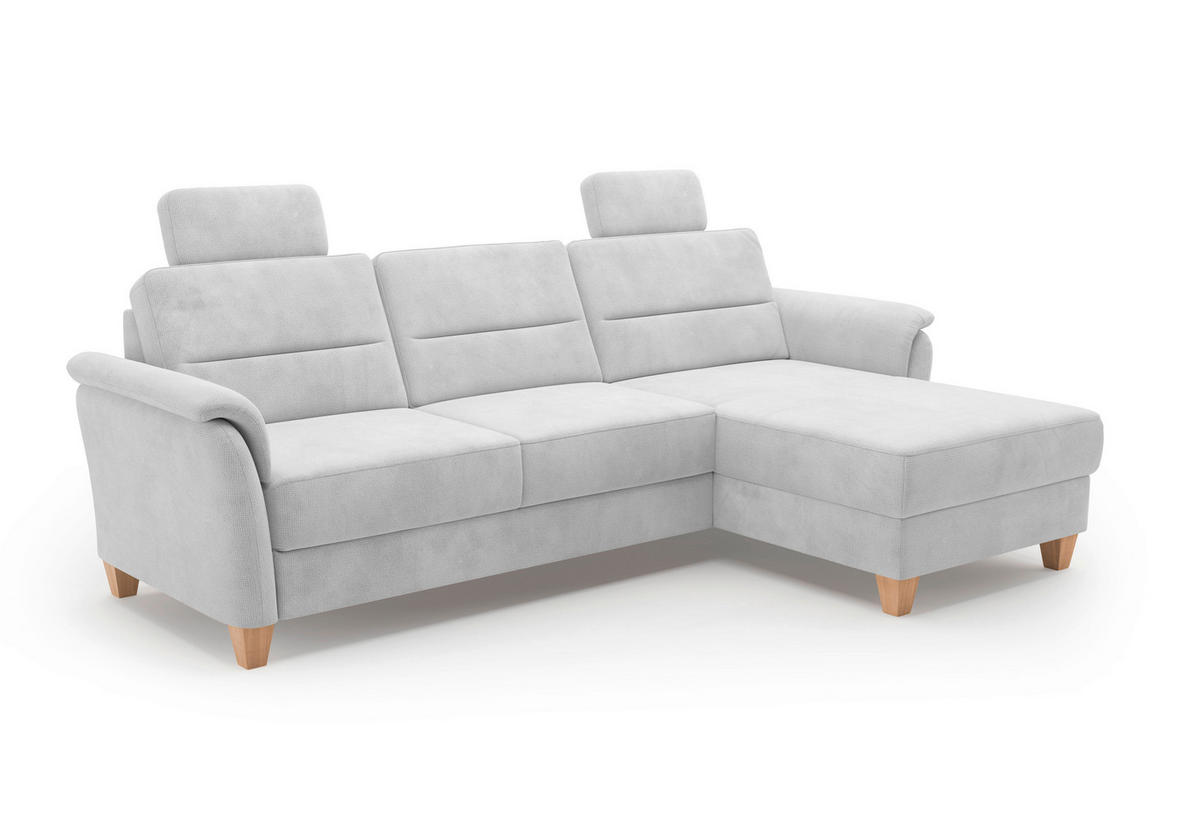 ECKSOFA in Flachgewebe Silberfarben  - Eichefarben/Silberfarben, Konventionell, Holz/Textil (244/163cm) - Sit & More