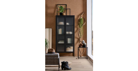 VITRINE in Schwarz  - Schwarz, Trend, Glas/Metall (80/180/35cm) - Xora