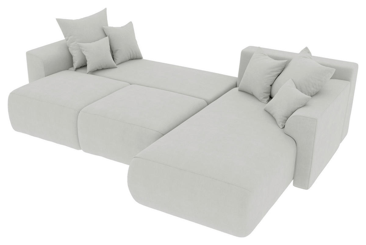 ECKSOFA in Velours Hellgrau  293/195 cm  - Chromfarben/Hellgrau, KONVENTIONELL, Kunststoff/Textil (293/195cm) - Carryhome