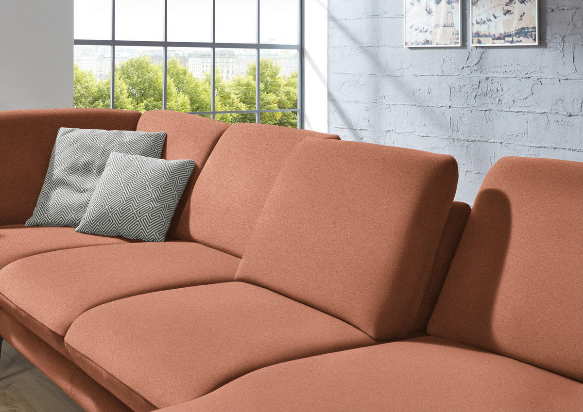 WOHNLANDSCHAFT in Webstoff Orange  - Schwarz/Orange, Design, Textil/Metall (208/344/180cm) - Dieter Knoll