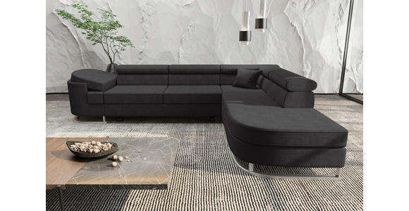 ECKSOFA in Lederlook Schwarz  - Chromfarben/Schwarz, KONVENTIONELL, Textil/Metall (278/224cm) - Carryhome