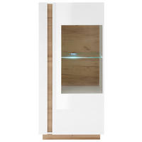 VITRINE in Weiß, Eichefarben  - Eichefarben/Weiß, Design, Glas/Holzwerkstoff (72/154/40cm) - MID.YOU