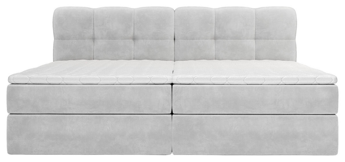 BOXBETT 240/200 cm,  in Silberfarben, Matratze, Bettkasten, Topper, H3 = fest  - Silberfarben/Schwarz, KONVENTIONELL, Kunststoff/Textil (240/200cm) - Chameo