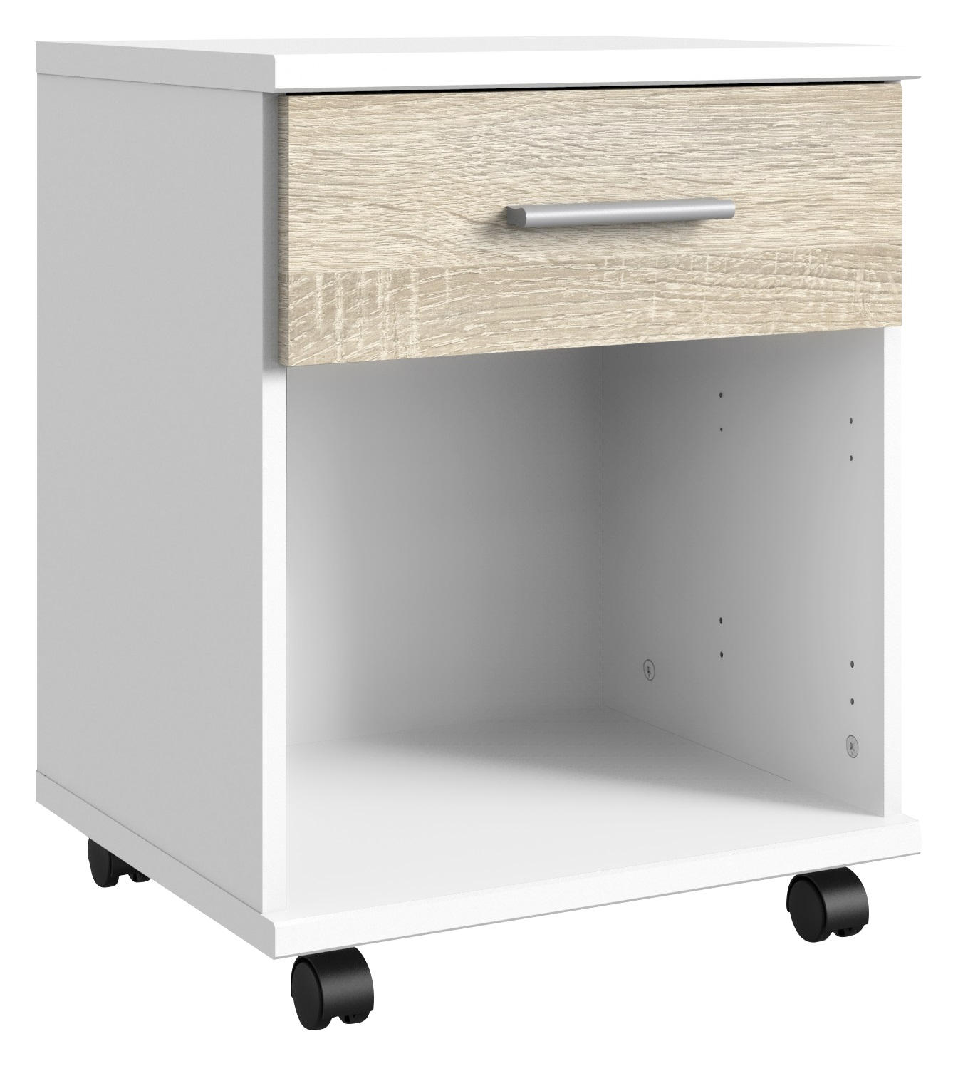 ROLLCONTAINER Weiß, Eichefarben - Eichefarben/Alufarben, KONVENTIONELL, Kunststoff (46/58/40cm) - Carryhome