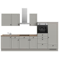 KÜCHENBLOCK 330 cm   in Grau, Eiche dunkel  - Eiche dunkel/Schwarz, MODERN, Holzwerkstoff/Metall (330cm) - Nobilia