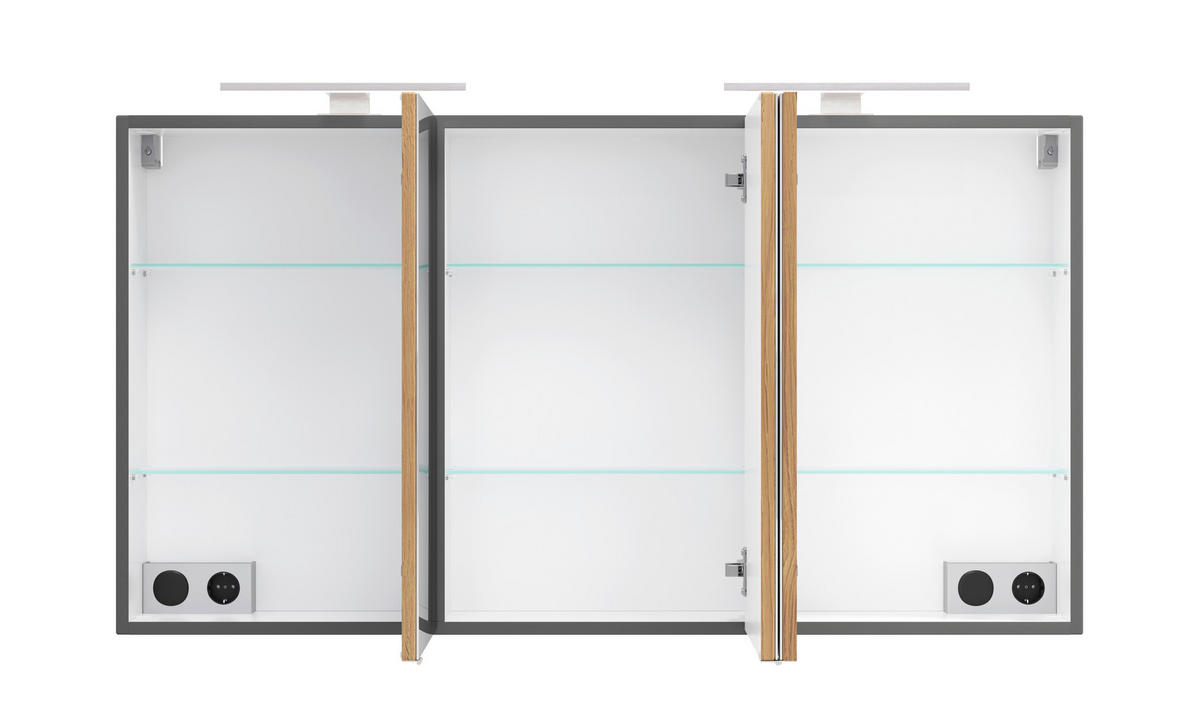 SPIEGELSCHRANK 120/64/20 cm  - Schwarz/Weiß, Trend, Glas/Holzwerkstoff (120/64/20cm) - Held