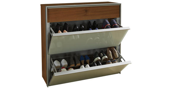 SCHUHSCHRANK Weiß, Eichefarben, Alufarben - Eichefarben/Alufarben, Design, Glas/Metall (102/98/34cm) - Dieter Knoll