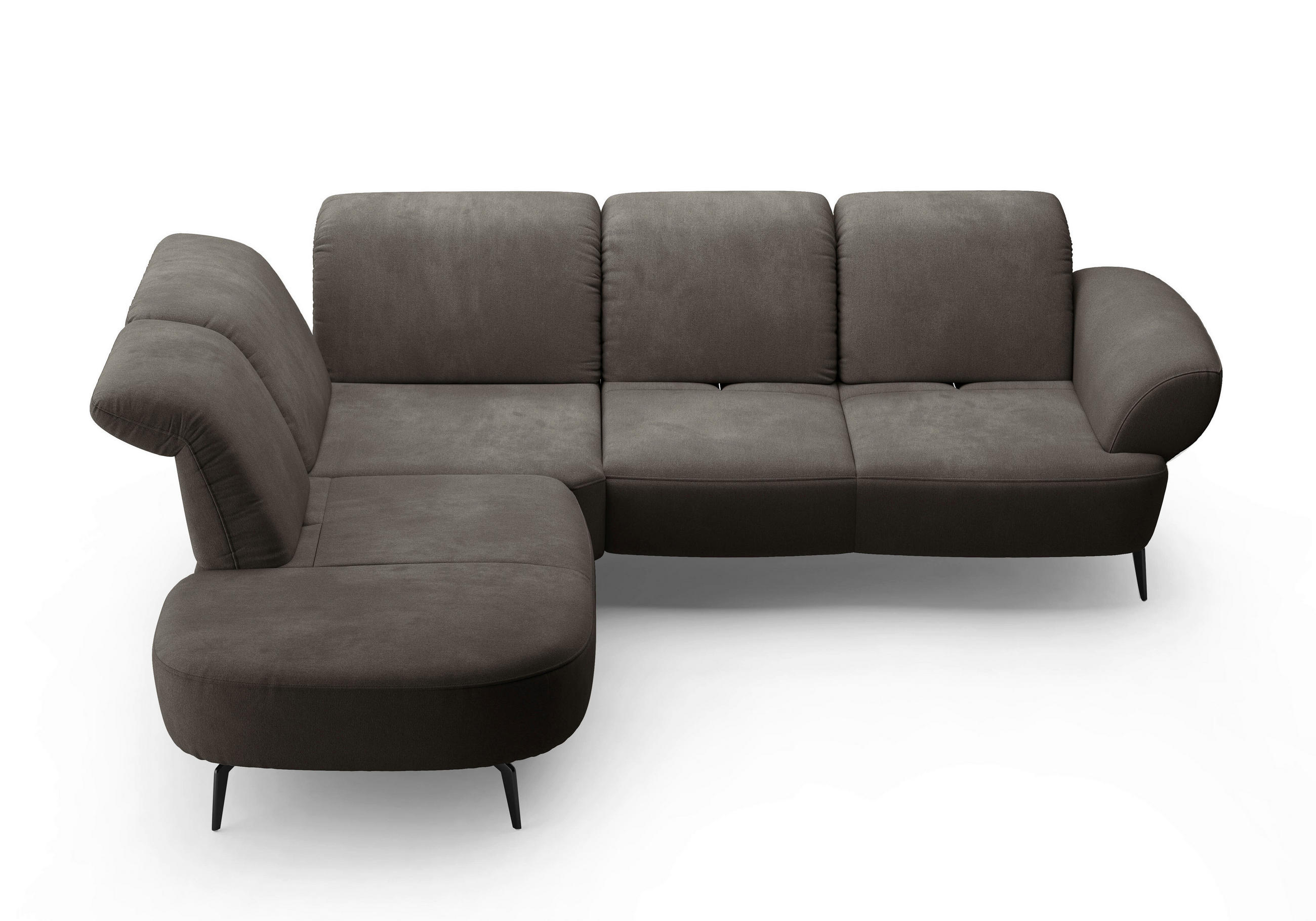 ECKSOFA in Flachgewebe Graphitfarben  - Schwarz/Graphitfarben, Modern, Textil/Metall (270/302cm) - Sit & More