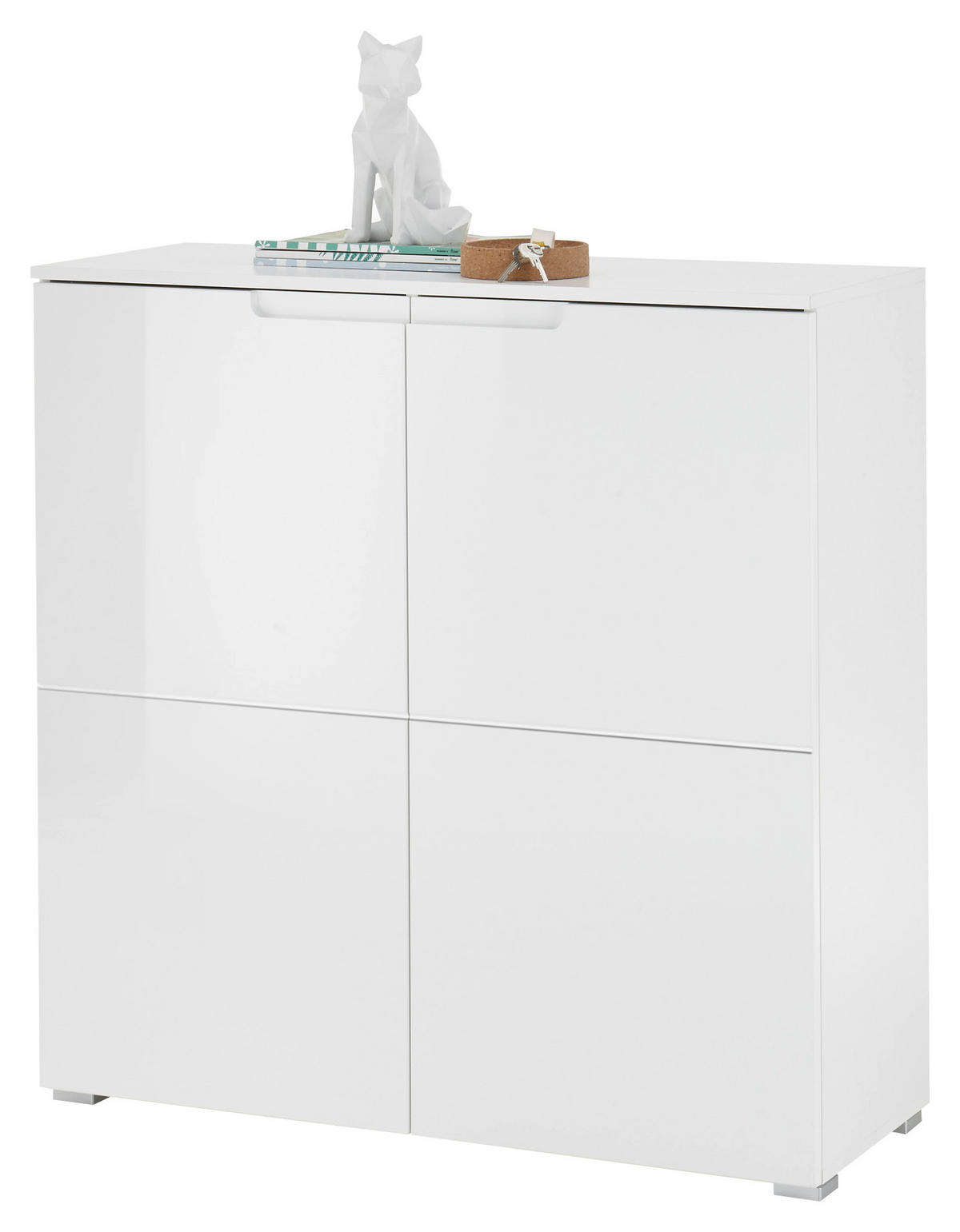 ORMAR ZA OBUĆU  bijela, bijela visoki sjaj  drvni materijal     - bijela/srebrne boje, Konvencionalno, drvni materijal/plastika (100/101/37cm) - MID.YOU