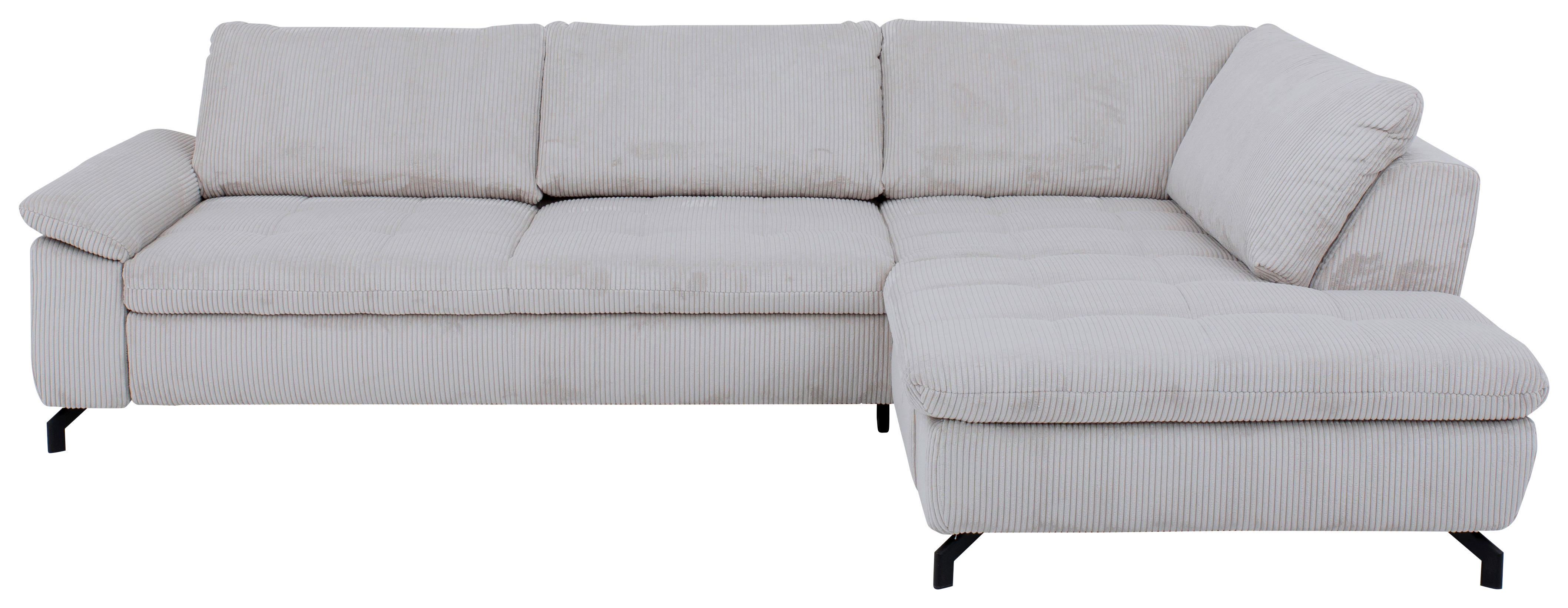 ECKSOFA in Cord, Velours Grau  - Schwarz/Grau, Design, Textil/Metall (291/197cm) - Beldomo Style