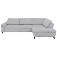 ECKSOFA in Cord, Velours Grau  - Schwarz/Grau, Design, Textil/Metall (291/197cm) - Beldomo Style