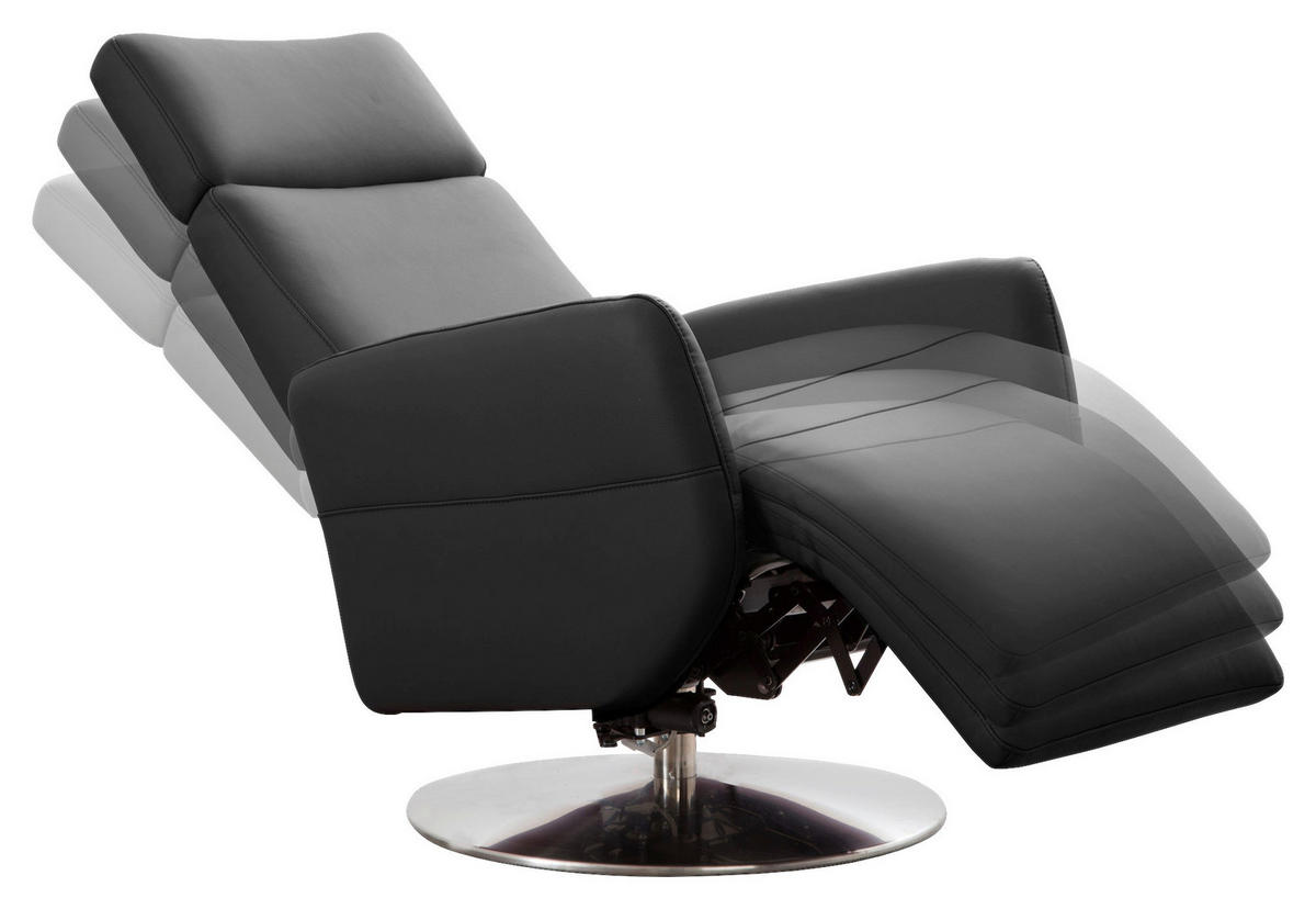 DREHSTUHL  in Schwarz  - Chromfarben/Schwarz, Konventionell, Leder/Metall (71/110/82cm) - Sit & More