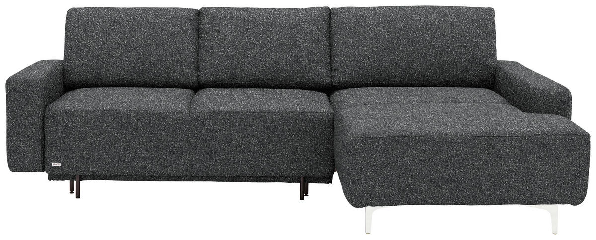 ECKSOFA  in Mikrovelours Anthrazit  248/160 cm  - Anthrazit/Alufarben, Design, Textil/Metall (248/160cm) - Sedda