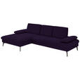 ECKSOFA in Chenille, Mikrofaser Aubergine, Violett  - Violett/Aubergine, Design, Textil/Metall (157/299cm) - Dieter Knoll