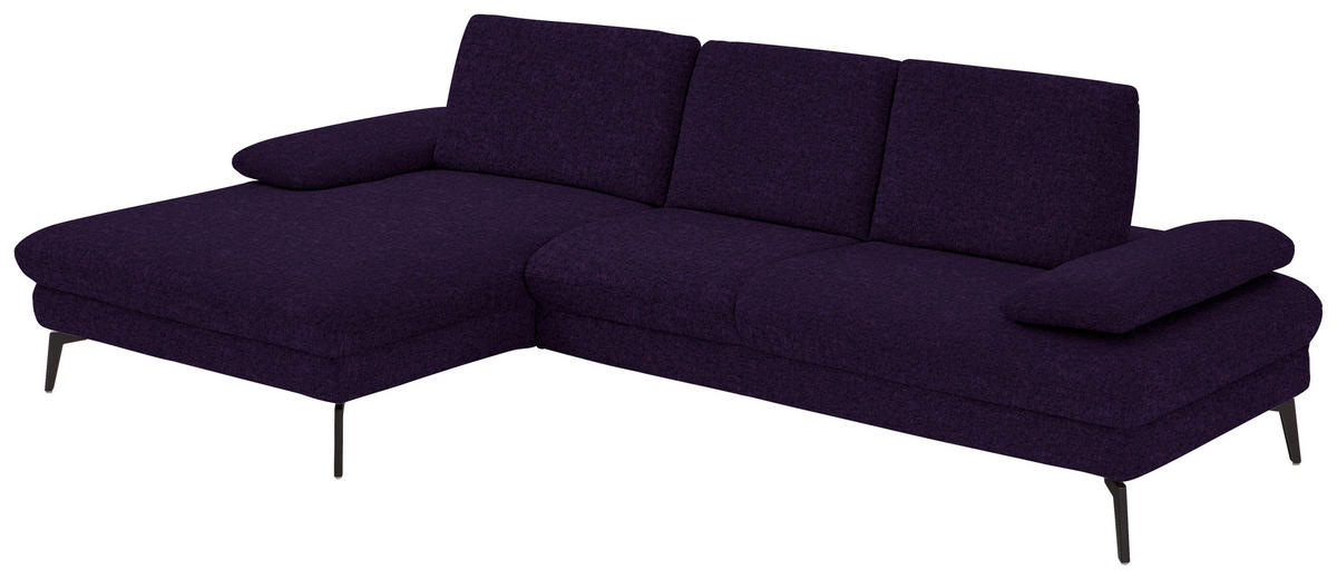 ECKSOFA in Chenille, Mikrofaser Aubergine, Violett  - Violett/Aubergine, Design, Textil/Metall (157/299cm) - Dieter Knoll