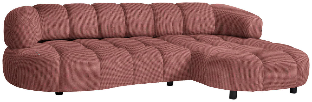 ECKSOFA in Webstoff Altrosa  - Schwarz/Altrosa, Design, Holz/Textil (284/183cm) - Welnova