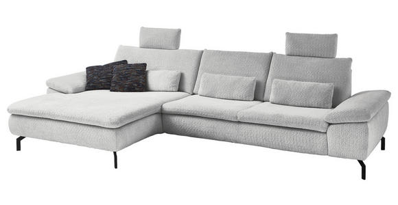 ECKSOFA in Struktur Hellgrau  - Hellgrau/Schwarz, Design, Textil/Metall (181/341cm) - Dieter Knoll