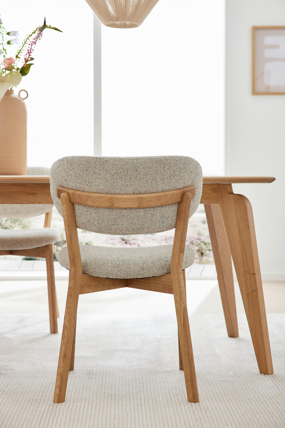 STUHL  Stoffauswahl Bouclé  Naturfarben  - Eichefarben/Naturfarben, Design, Holz/Textil (50/81/59cm) - Musterring