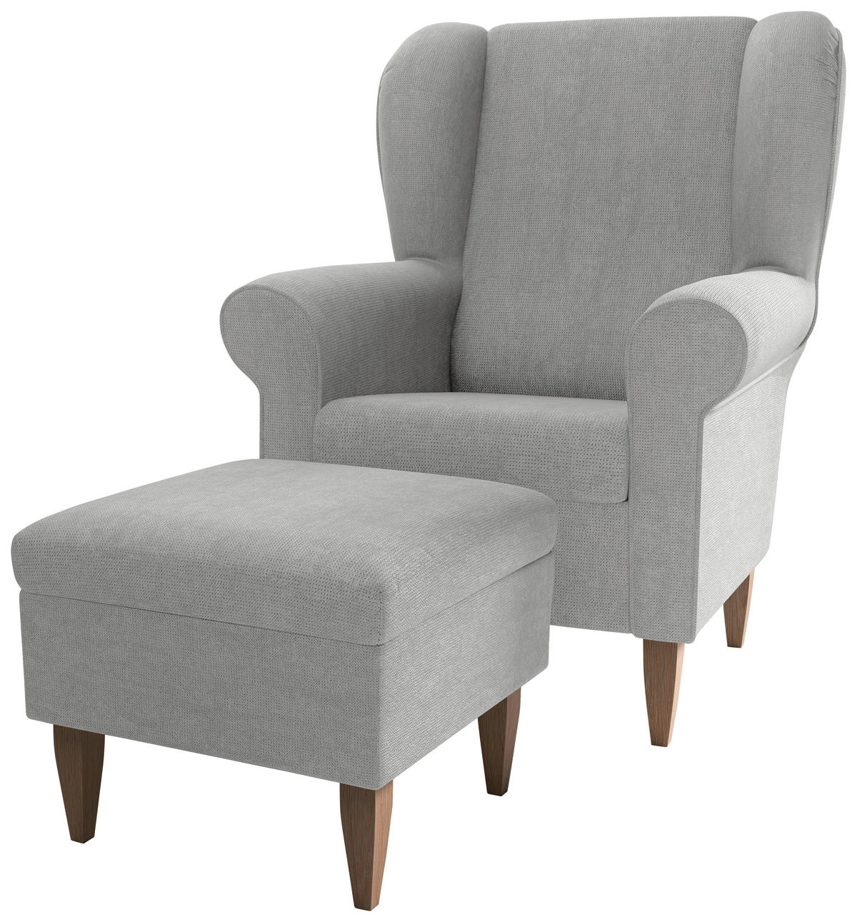 SESSELSET ASINO Chenille Hocker    - Naturfarben/Grau, KONVENTIONELL, Holz/Textil (80/102/86cm) - Livetastic