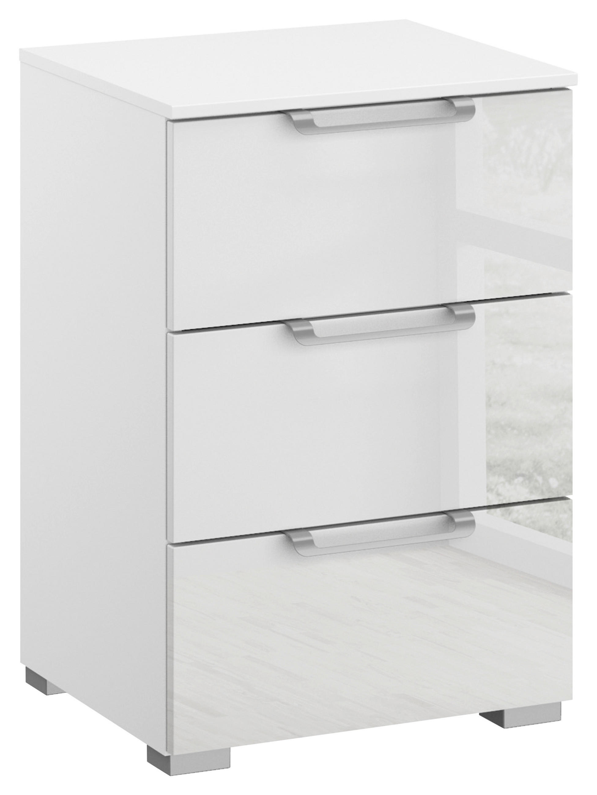 NACHTTISCH 40/61/42 cm  Klar, Weiss  - Klar/Weiss, Design, Glas/Holzwerkstoff (40/61/42cm) - Novel