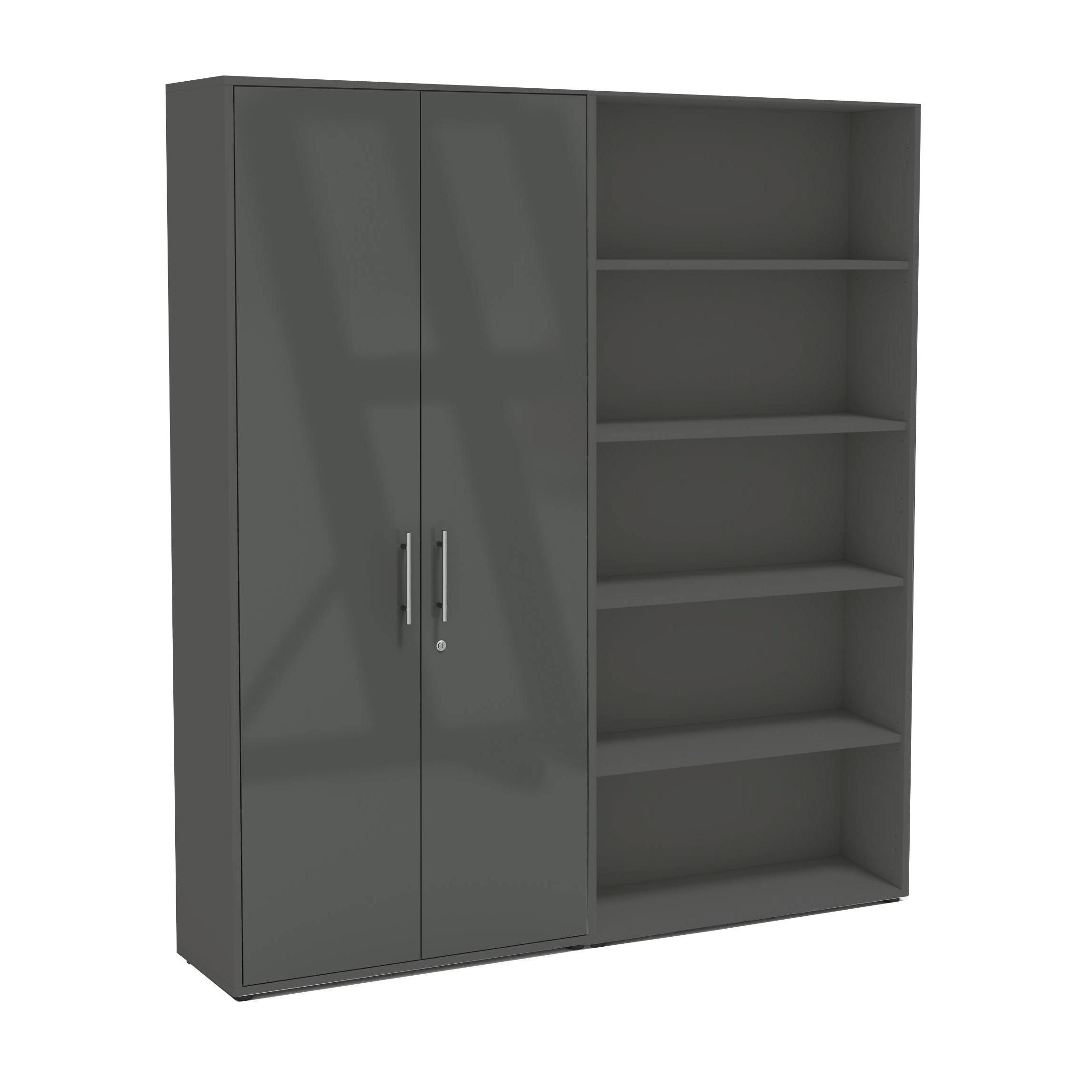 AKTENSCHRANK 168,8/185,6/33 cm  - Anthrazit/Anthrazit Hochglanz, MODERN, Holzwerkstoff (168,8/185,6/33cm) - MID.YOU