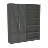 AKTENSCHRANK   - Anthrazit/Anthrazit Hochglanz, MODERN, Holzwerkstoff (168,8/185,6/33cm) - MID.YOU