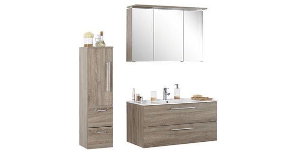BADEZIMMER 101 cm - Trüffeleichefarben/Weiß, Design, Glas/Keramik (101cm) - Novel