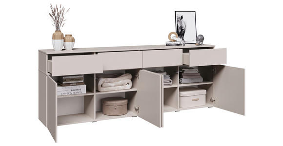 SIDEBOARD  220/80/40 cm 4 Schublade(n)  - Kaschmir/Silberfarben, Design, Holzwerkstoff/Kunststoff (220/80/40cm) - Xora