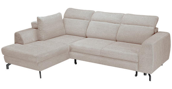 ECKSOFA Beige Chenille - Beige/Schwarz, KONVENTIONELL, Textil/Metall (185/240cm) - Carryhome