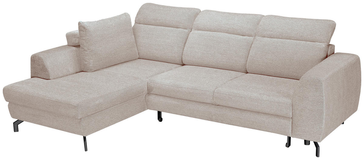 ECKSOFA Beige Chenille  - Beige/Schwarz, KONVENTIONELL, Textil/Metall (185/266cm) - Carryhome