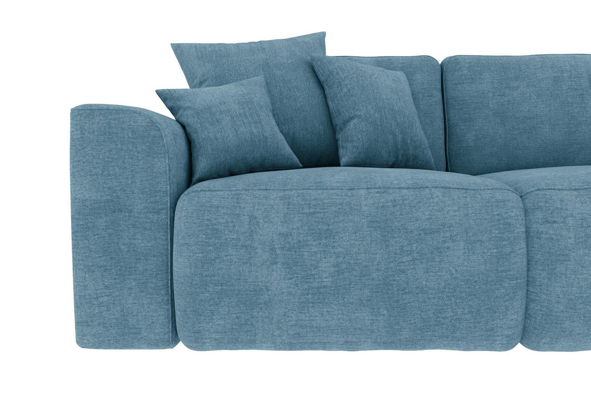 ECKSOFA in Samt Blau  293/195 cm  - Chromfarben/Blau, KONVENTIONELL, Kunststoff/Textil (293/195cm) - Carryhome