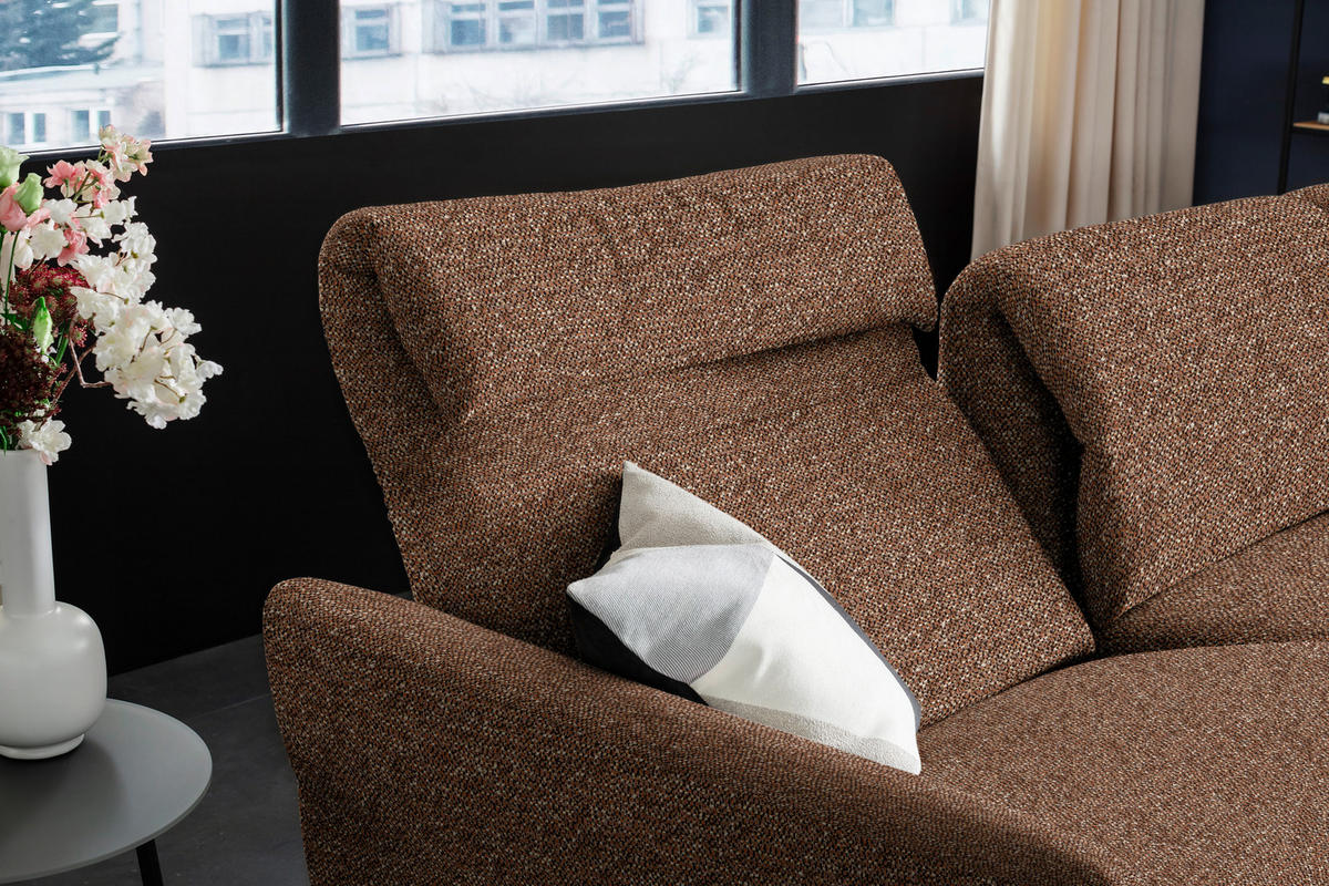 ECKSOFA in Chenille Kupferfarben  299/187 cm  - Schwarz/Kupferfarben, Design, Textil/Metall (299/187cm) - Schöner Wohnen