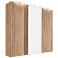 SCHWEBETÜRENSCHRANK  in Eichefarben  - Eichefarben/Alufarben, KONVENTIONELL, Glas/Holzwerkstoff (249/222/68cm) - Moderano