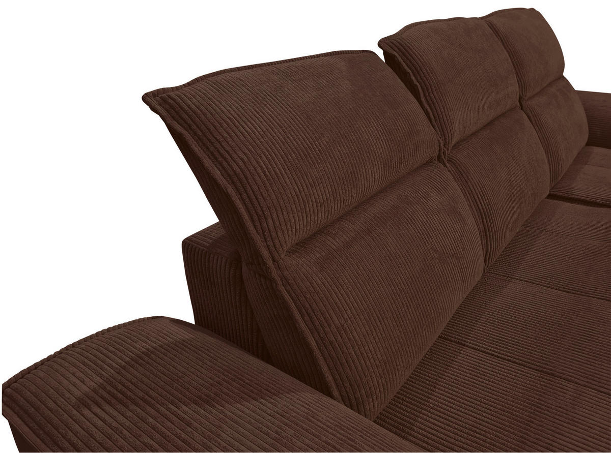 ECKSOFA Dunkelbraun Cord  - Dunkelbraun/Schwarz, KONVENTIONELL, Textil/Metall (290/196cm) - Carryhome