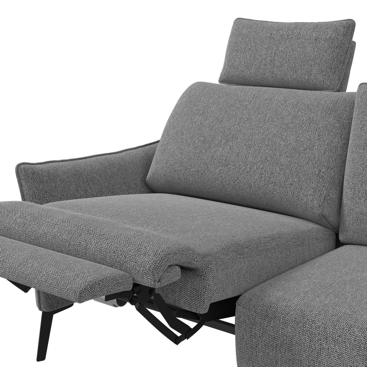 3-SITZER-SOFA  in Chenille Grau Modern  - Schwarz/Grau, KONVENTIONELL, Textil/Metall (184/90/92cm) - Elegando