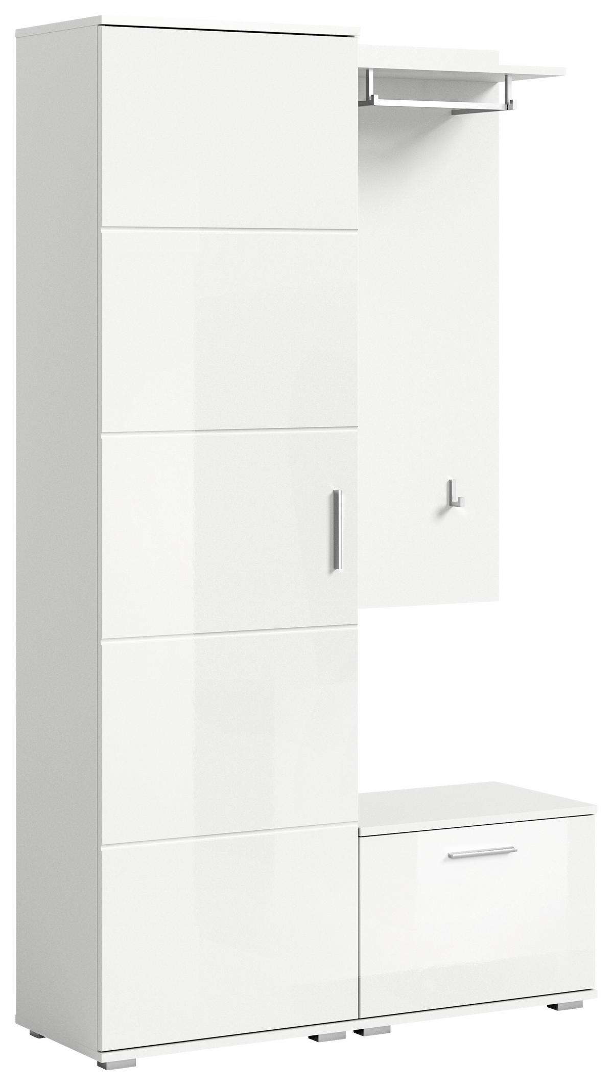 GARDEROBE 3-teilig  in 110/191/37 cm  - Weiß Hochglanz/Weiß, Design, Holzwerkstoff (110/191/37cm) - Xora